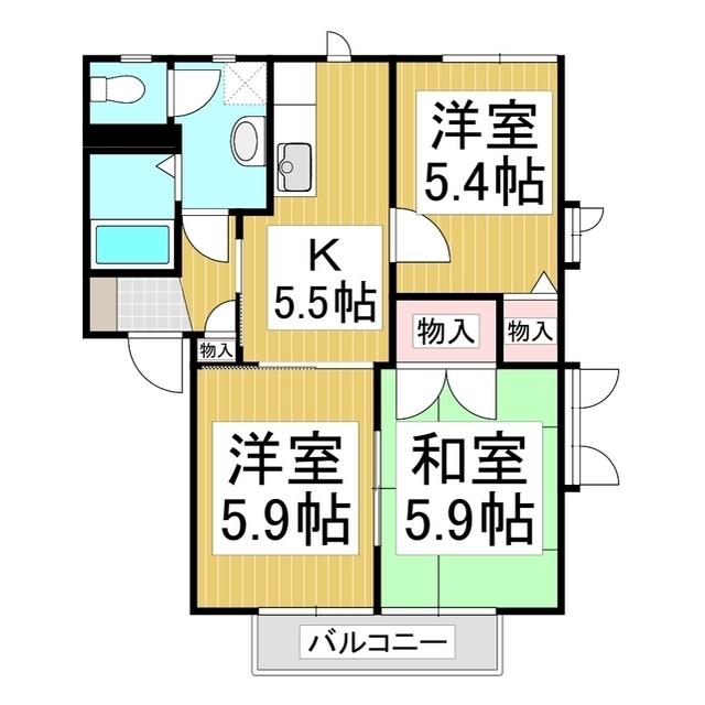 フローラルフジ C棟(3K/1階)の間取り写真