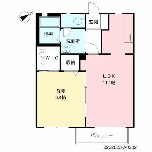 ルーンルディーII(1LDK/2階)の間取り写真