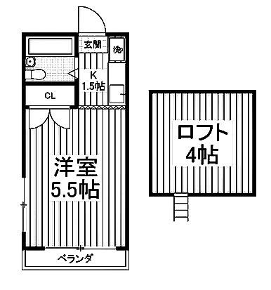 BCASAひばりヶ丘IIRE-BORN(1K/1階)の間取り写真