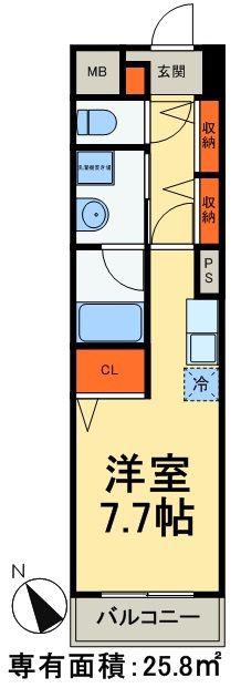 シャトレエレガン(1K/3階)の間取り写真