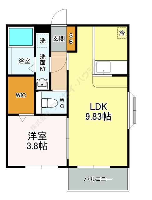 シェトワ台原(1LDK/1階)の間取り写真