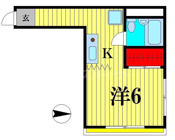 菅ビル(1K/2階)の間取り写真