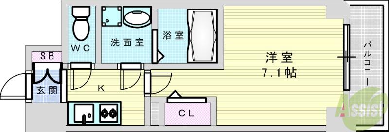 S-RESIDENCE千里丘(1K/5階)の間取り写真