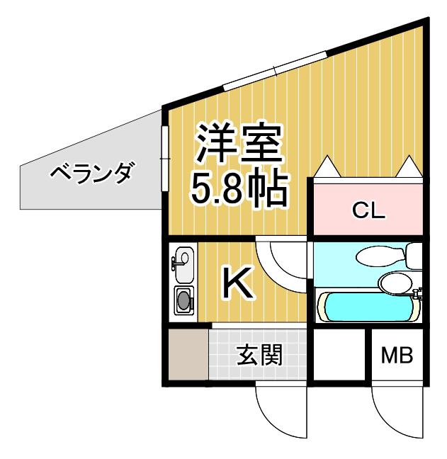 リアライズ逆瀬川(ワンルーム/2階)の間取り写真