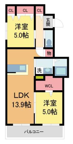 へーベルメゾン神楽夙川ウエスト(2LDK/3階)の間取り写真