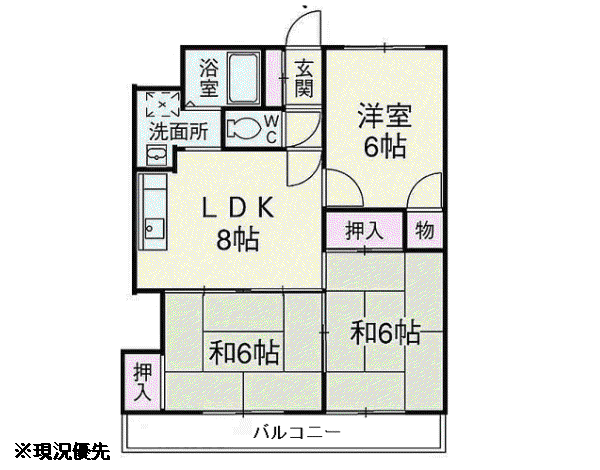 二口屋ビル(3DK/2階)の間取り写真
