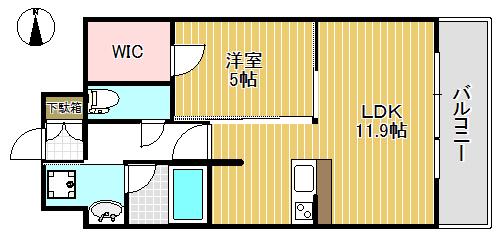 パークヒルズ榴岡(1LDK/6階)の間取り写真