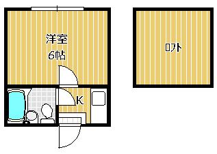 プラザドゥヘリオスB(1K/2階)の間取り写真