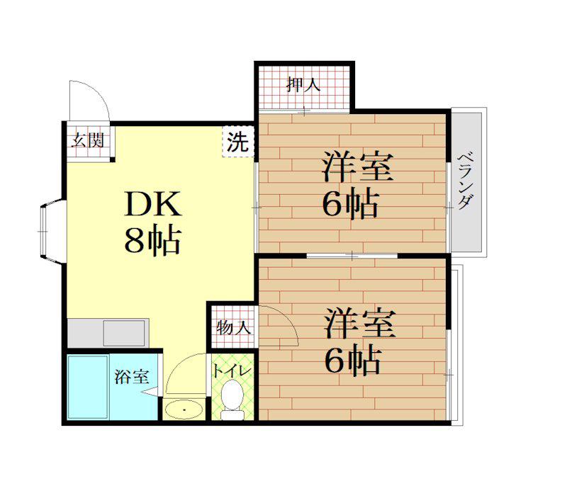 ハイツウエスト(2DK/2階)の間取り写真