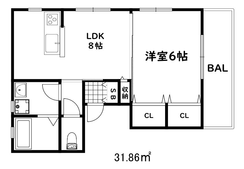 カリン新長田アネックス(1LDK/1階)の間取り写真