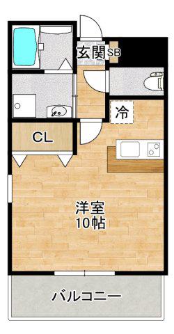 箕面サウンドヒルズ27(ワンルーム/7階)の間取り写真