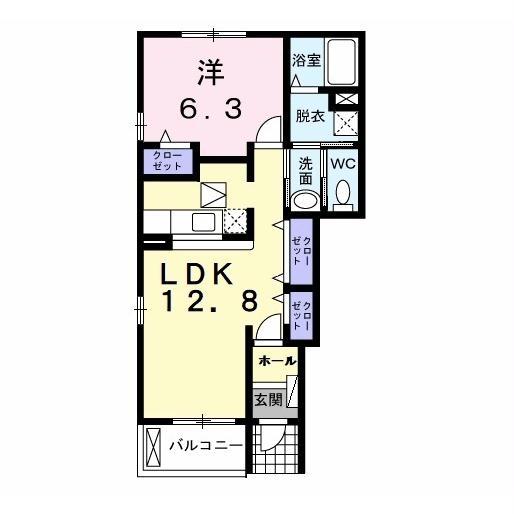サンモールII(1LDK/1階)の間取り写真
