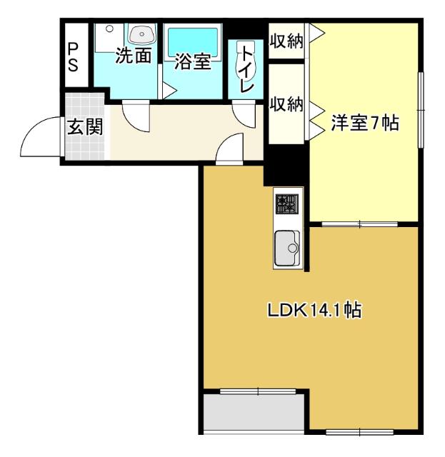 ハートフルマンション ブラン(1LDK/2階)の間取り写真