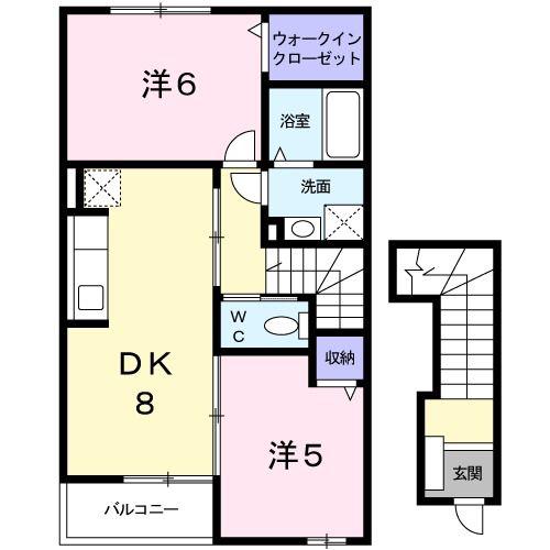 ラフォーレII(2DK/2階)の間取り写真
