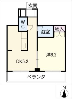 エスタシオン瑞穂通(1DK/3階)の間取り写真