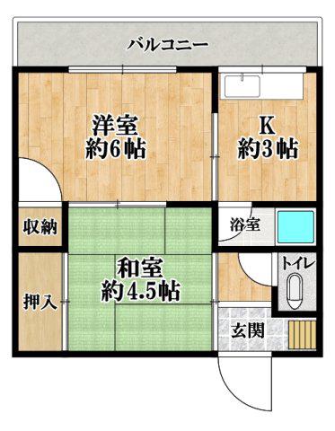 阪南ジャンボハイツ(2K/3階)の間取り写真