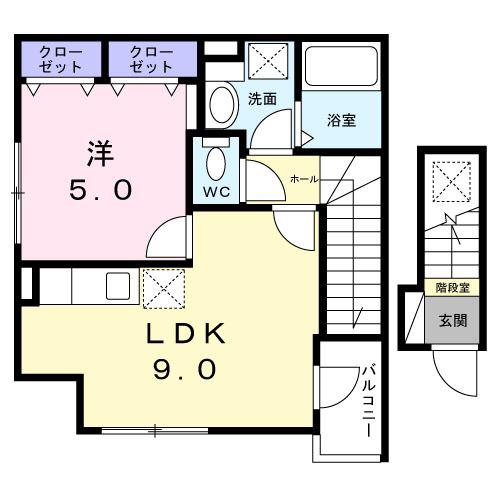 パインヒルズ(1LDK/2階)の間取り写真