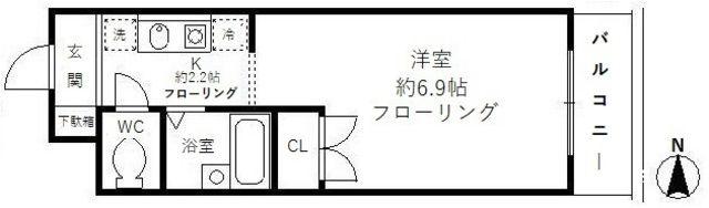 ファインクレスト富士見ヶ丘(1K/1階)の間取り写真