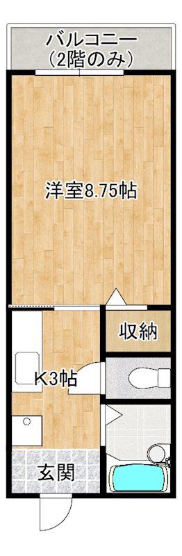リゼ引土(1K/2階)の間取り写真