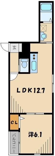 プリムローズ美原(1LDK/2階)の間取り写真