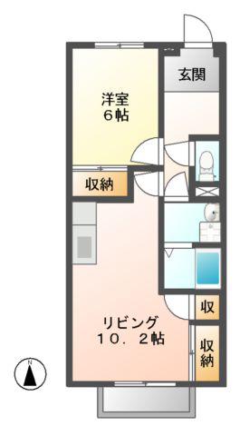 コンフォート坂祝(1LDK/2階)の間取り写真