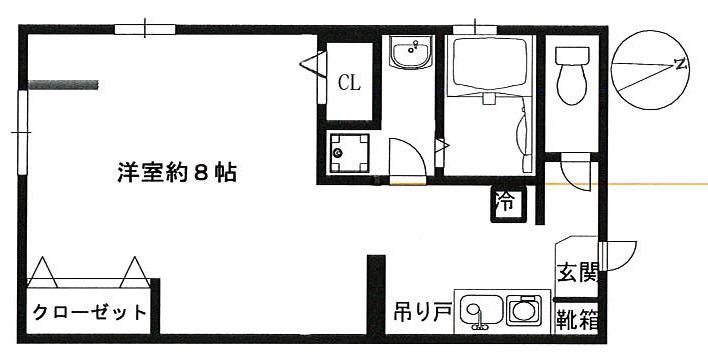 若林4丁目アパート(1K/1階)の間取り写真