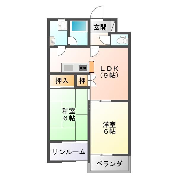 パークサイド桜木II(2LDK/3階)の間取り写真