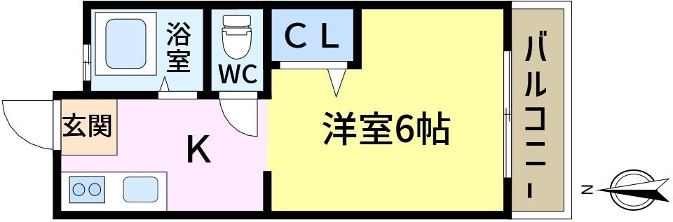コーポオガワ(1K/2階)の間取り写真