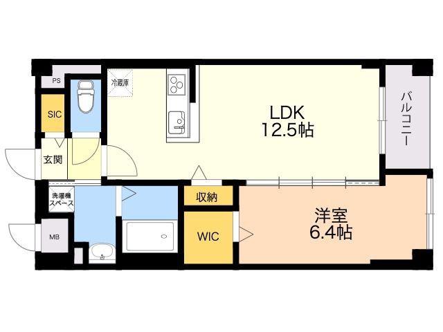 APエルテージ地行(1LDK/1階)の間取り写真