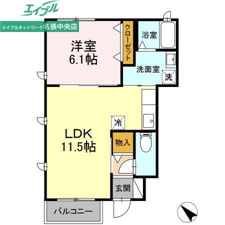 レジデンス夏見(1LDK/1階)の間取り写真
