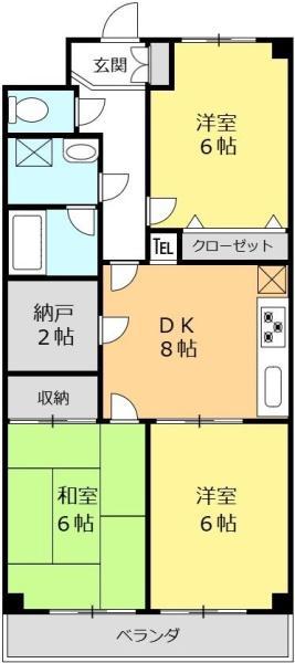 モアグレイス所沢(3DK/3階)の間取り写真
