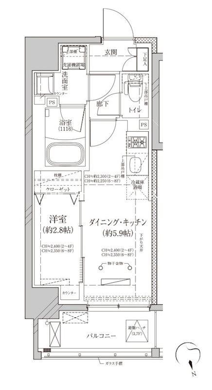 ディアレイシャス平和島(1DK/4階)の間取り写真