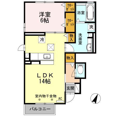 アヴェニールII(1LDK/1階)の間取り写真