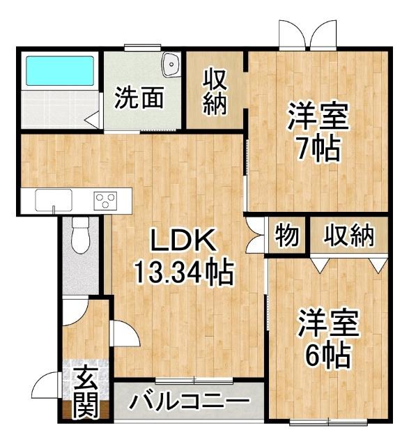 IRUNE(2LDK/2階)の間取り写真