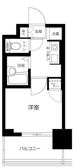 シティタワー武蔵小山レジデンス棟(1K/6階)の間取り写真