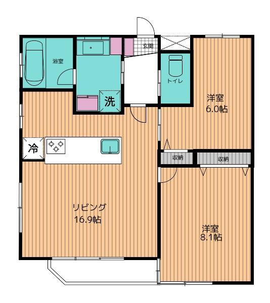 ナディア南烏山(2LDK/3階)の間取り写真