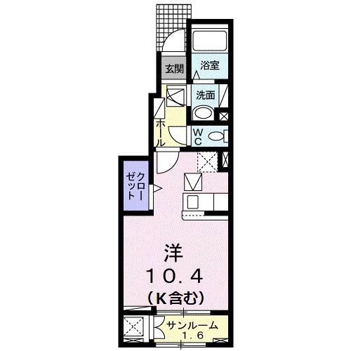 グラシオッソ坂井 III(ワンルーム/1階)の間取り写真
