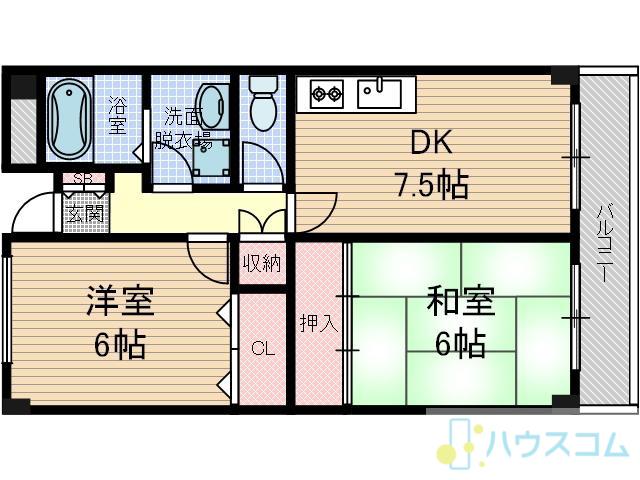 アメニティ駅前(2DK/2階)の間取り写真