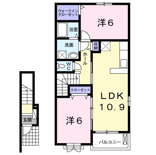 RADIANT DAYS II(2LDK/2階)の間取り写真