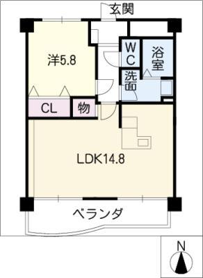 PRIMA(1LDK/7階)の間取り写真