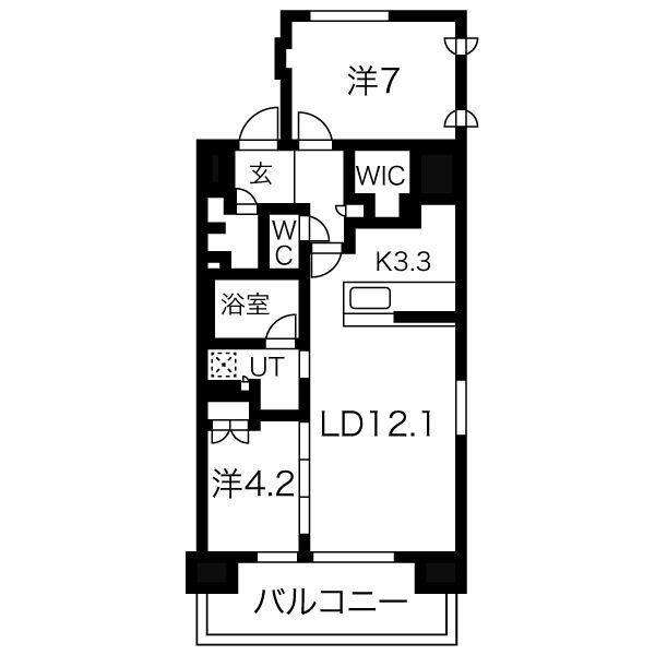 ミュプレ上前津(2LDK/9階)の間取り写真