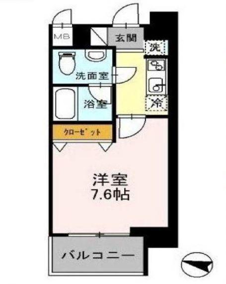 カスタリア住吉(1K/4階)の間取り写真