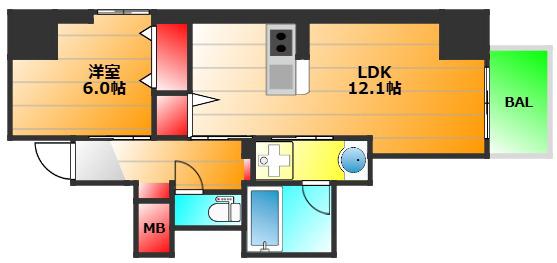 PREMIEREMAISON(1LDK/10階)の間取り写真