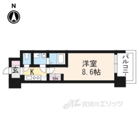 アーバンフラッツ五条堀川(1K/10階)の間取り写真