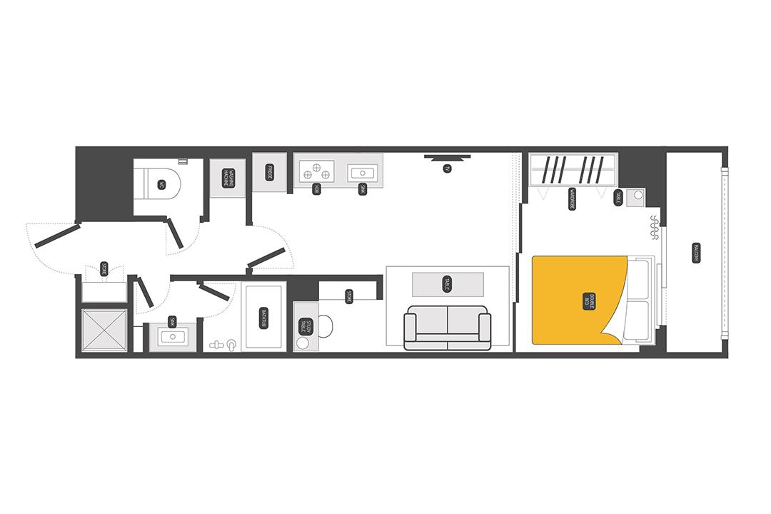 DASH LIVING KIBA-1BR(1LDK/5階)の間取り写真