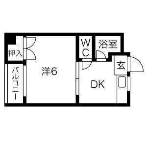 七福マンション(1DK/4階)の間取り写真