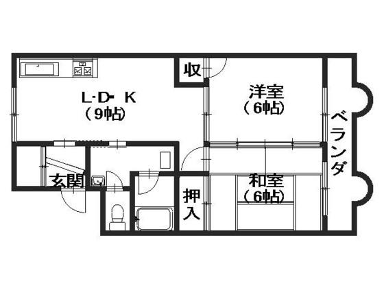 チェリス牛田(2LDK/2階)の間取り写真