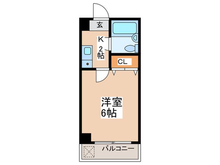ROCK赤堤(1K/2階)の間取り写真