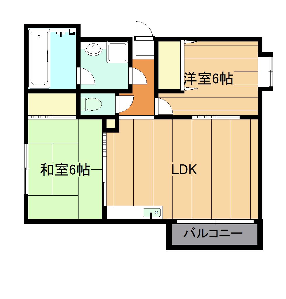 コンフォート高柳(2LDK/3階)の間取り写真