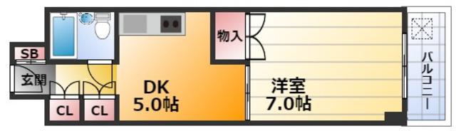 東三国グランドハイツ北(1DK/7階)の間取り写真